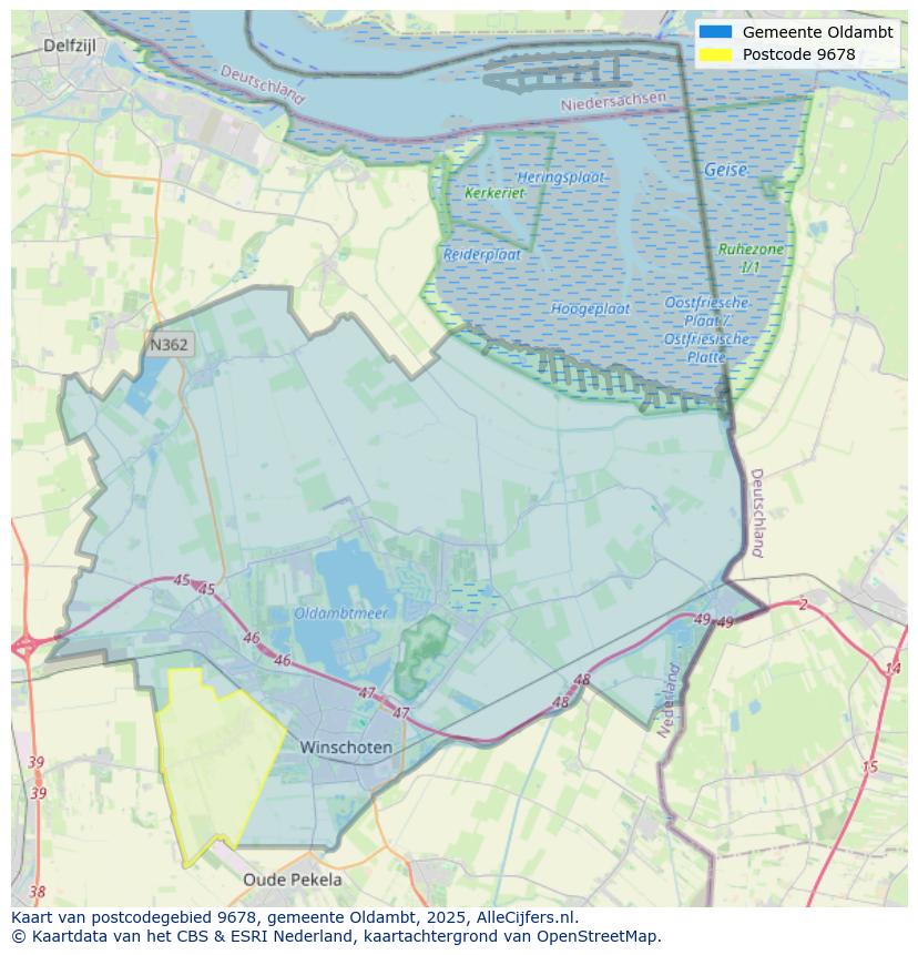 Afbeelding van het postcodegebied 9678 op de kaart.