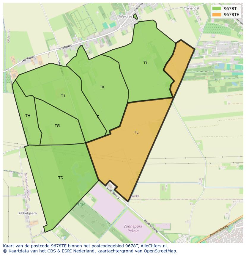 Afbeelding van het postcodegebied 9678 TE op de kaart.