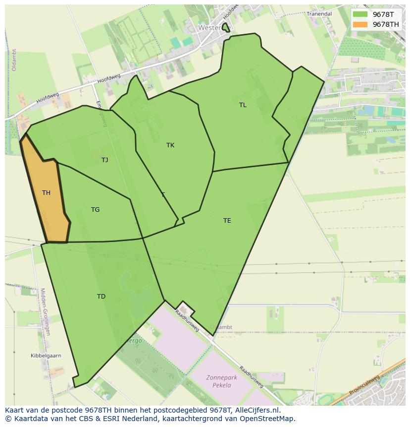 Afbeelding van het postcodegebied 9678 TH op de kaart.