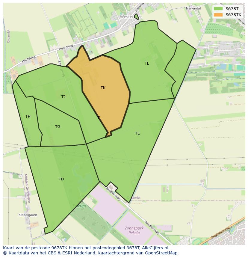 Afbeelding van het postcodegebied 9678 TK op de kaart.