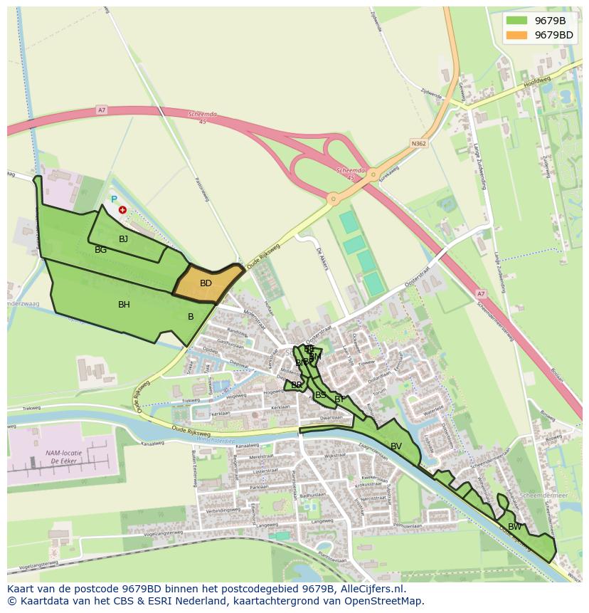 Afbeelding van het postcodegebied 9679 BD op de kaart.