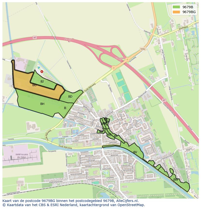 Afbeelding van het postcodegebied 9679 BG op de kaart.