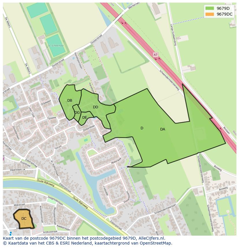 Afbeelding van het postcodegebied 9679 DC op de kaart.