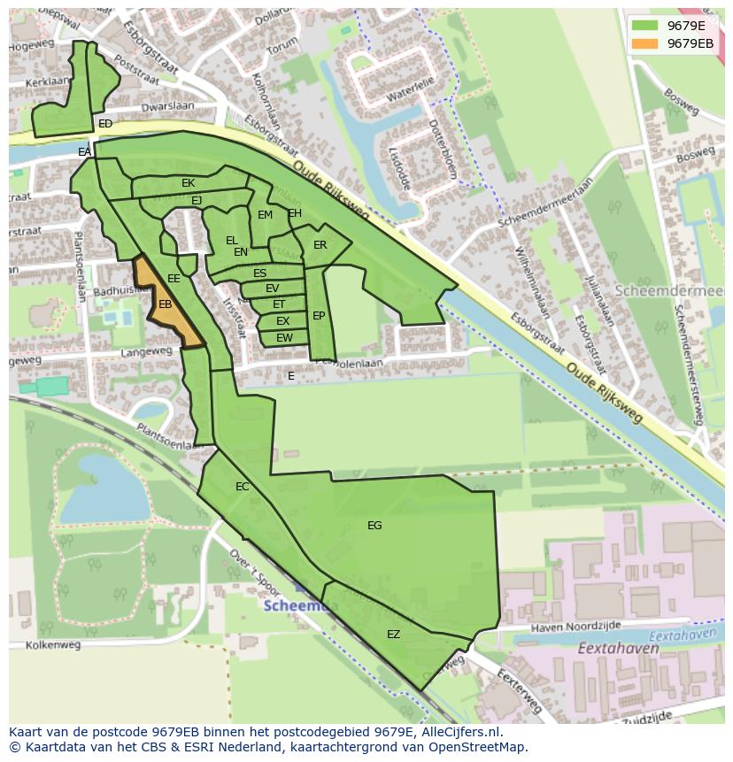 Afbeelding van het postcodegebied 9679 EB op de kaart.