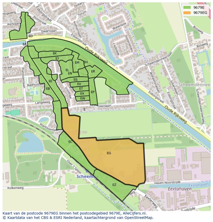 Afbeelding van het postcodegebied 9679 EG op de kaart.