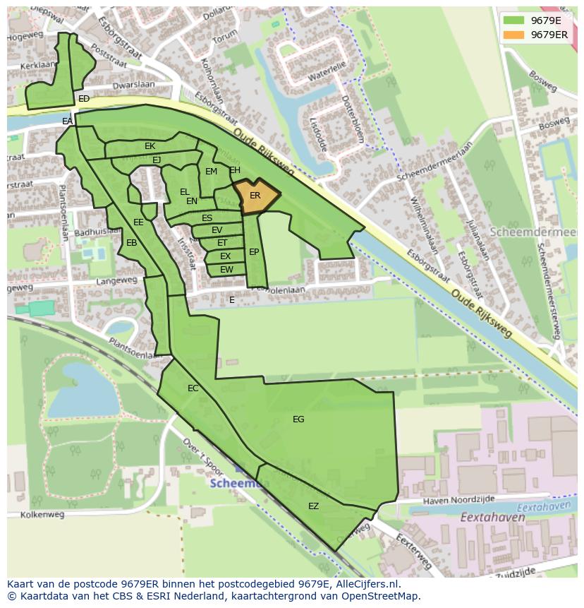 Afbeelding van het postcodegebied 9679 ER op de kaart.