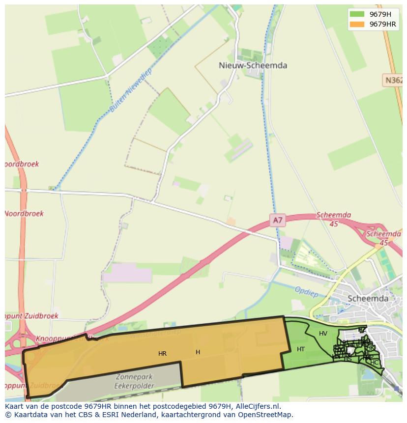 Afbeelding van het postcodegebied 9679 HR op de kaart.