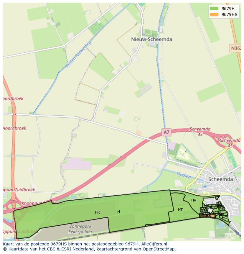 Afbeelding van het postcodegebied 9679 HS op de kaart.