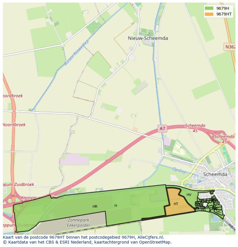Afbeelding van het postcodegebied 9679 HT op de kaart.