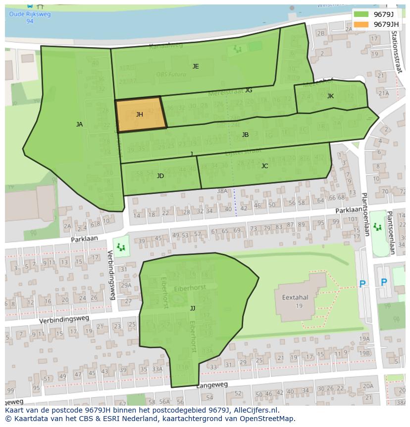 Afbeelding van het postcodegebied 9679 JH op de kaart.