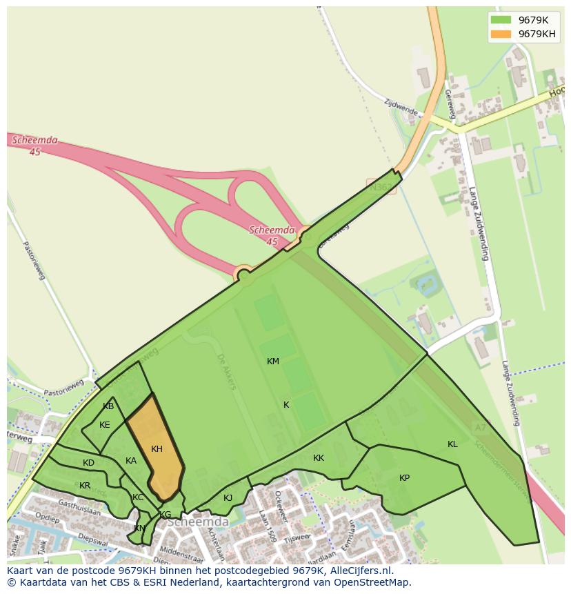 Afbeelding van het postcodegebied 9679 KH op de kaart.
