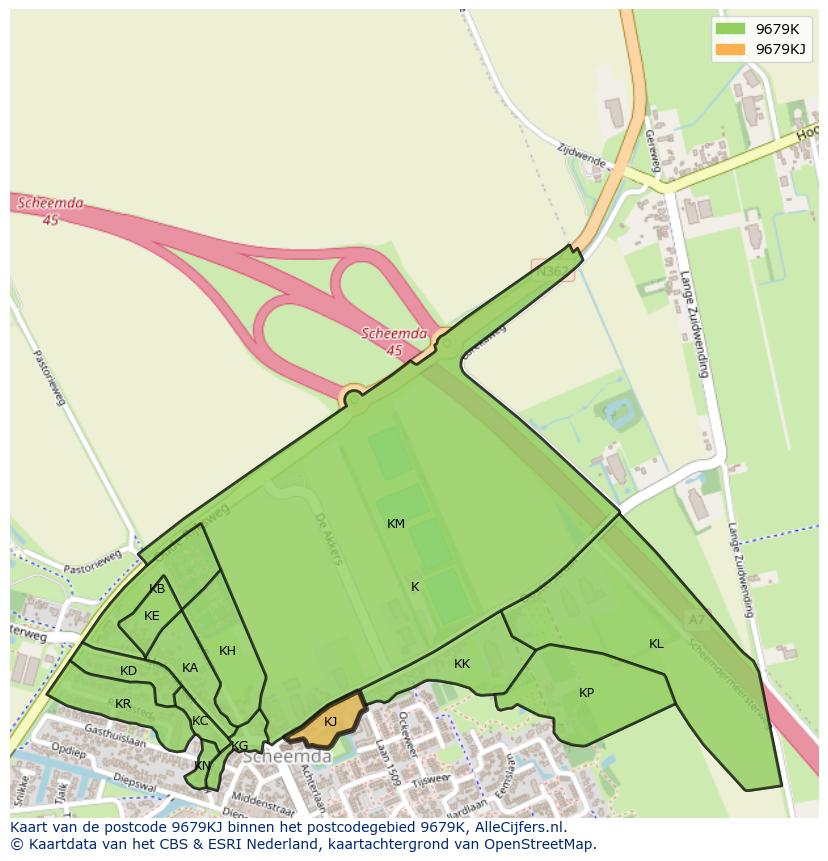 Afbeelding van het postcodegebied 9679 KJ op de kaart.