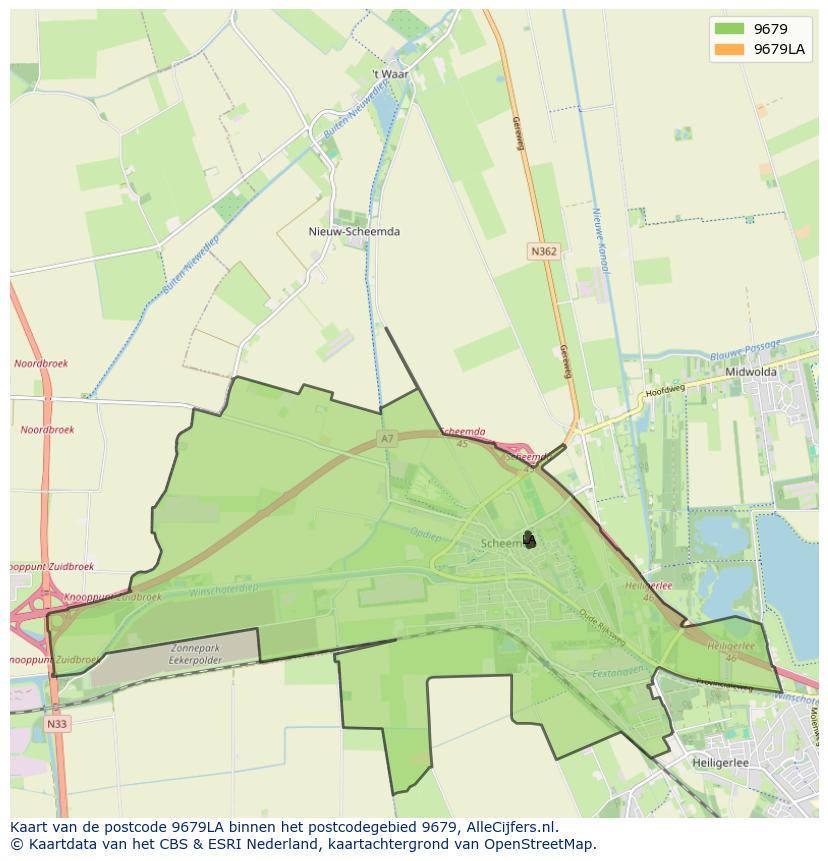 Afbeelding van het postcodegebied 9679 LA op de kaart.