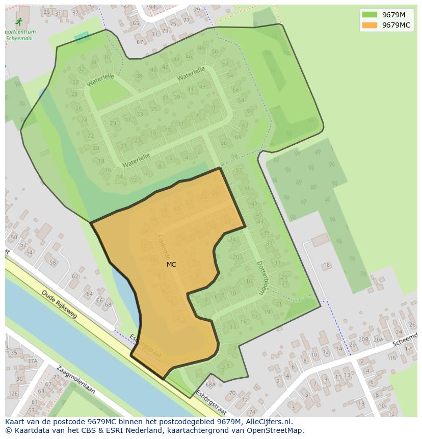 Afbeelding van het postcodegebied 9679 MC op de kaart.