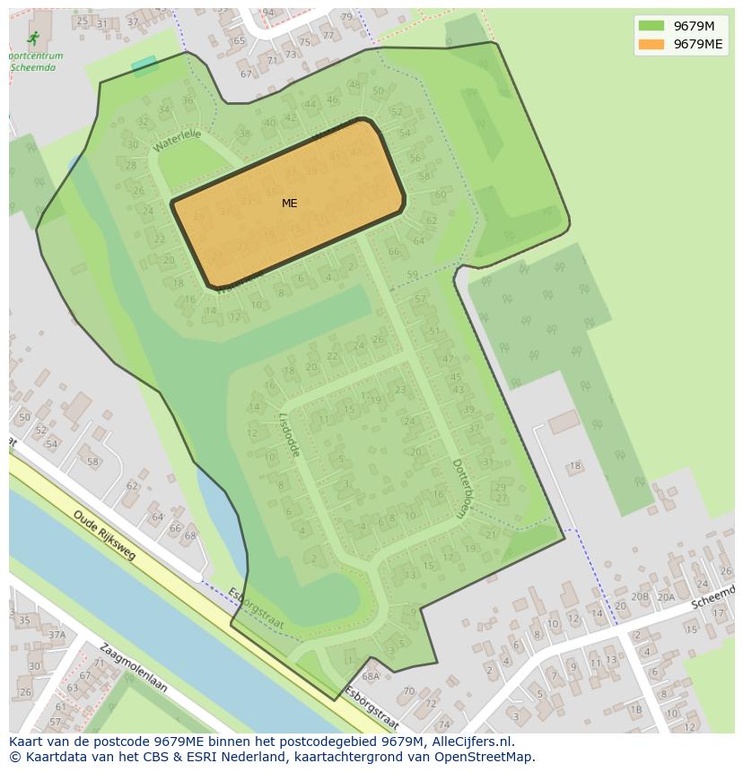 Afbeelding van het postcodegebied 9679 ME op de kaart.