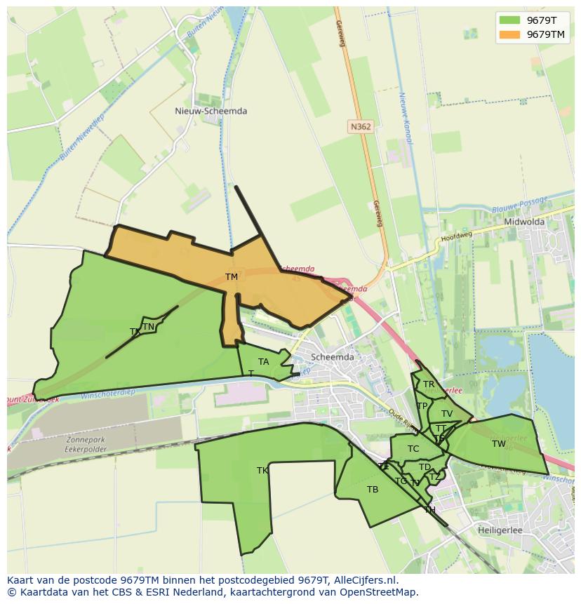 Afbeelding van het postcodegebied 9679 TM op de kaart.
