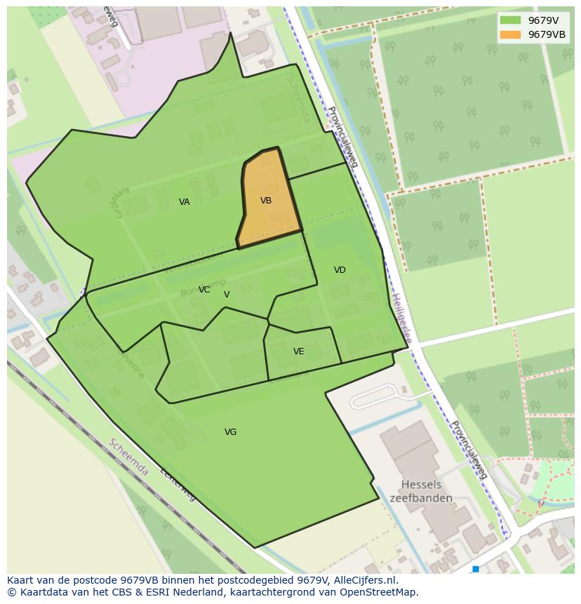 Afbeelding van het postcodegebied 9679 VB op de kaart.