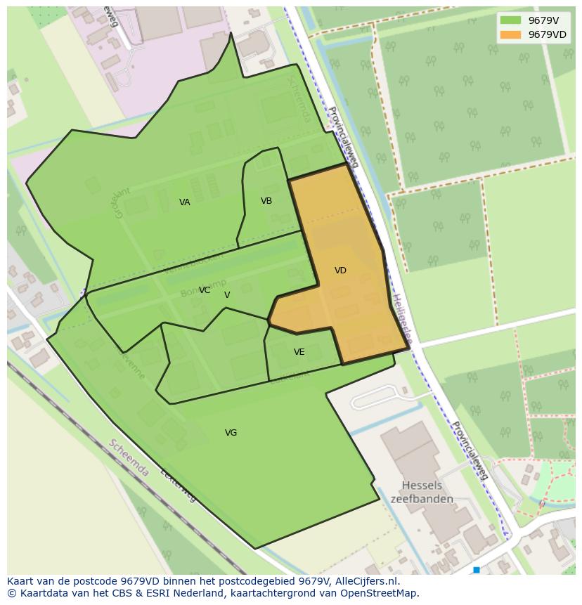Afbeelding van het postcodegebied 9679 VD op de kaart.