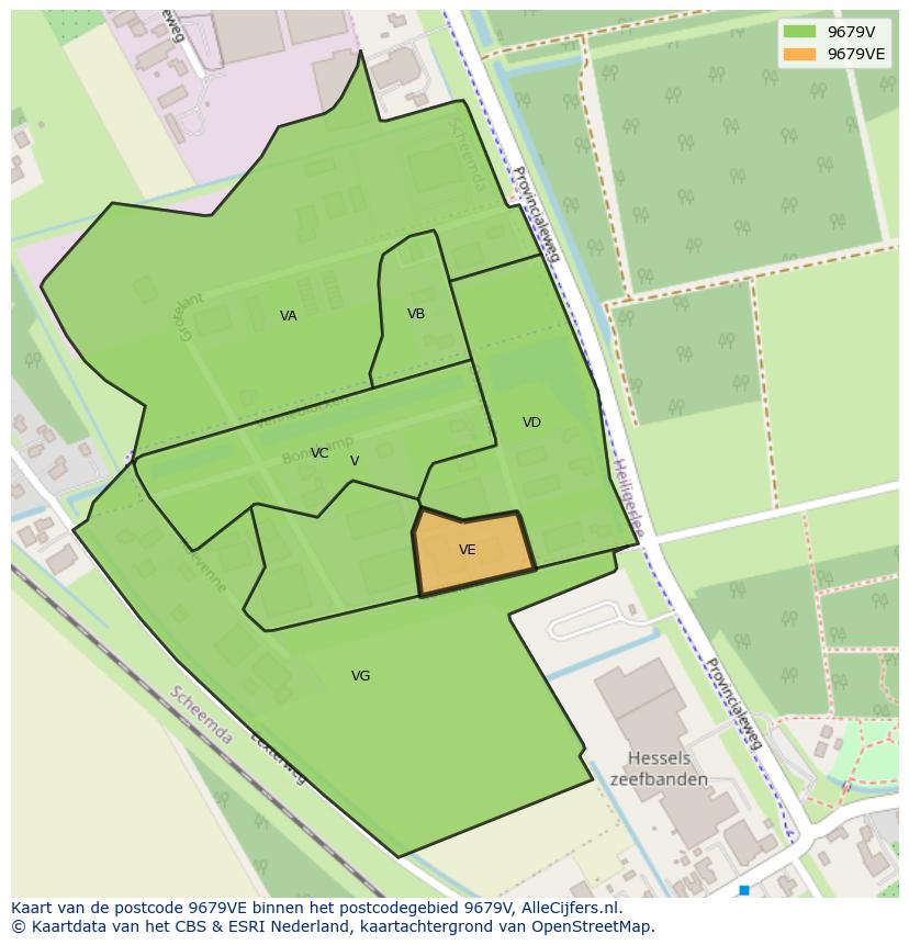 Afbeelding van het postcodegebied 9679 VE op de kaart.