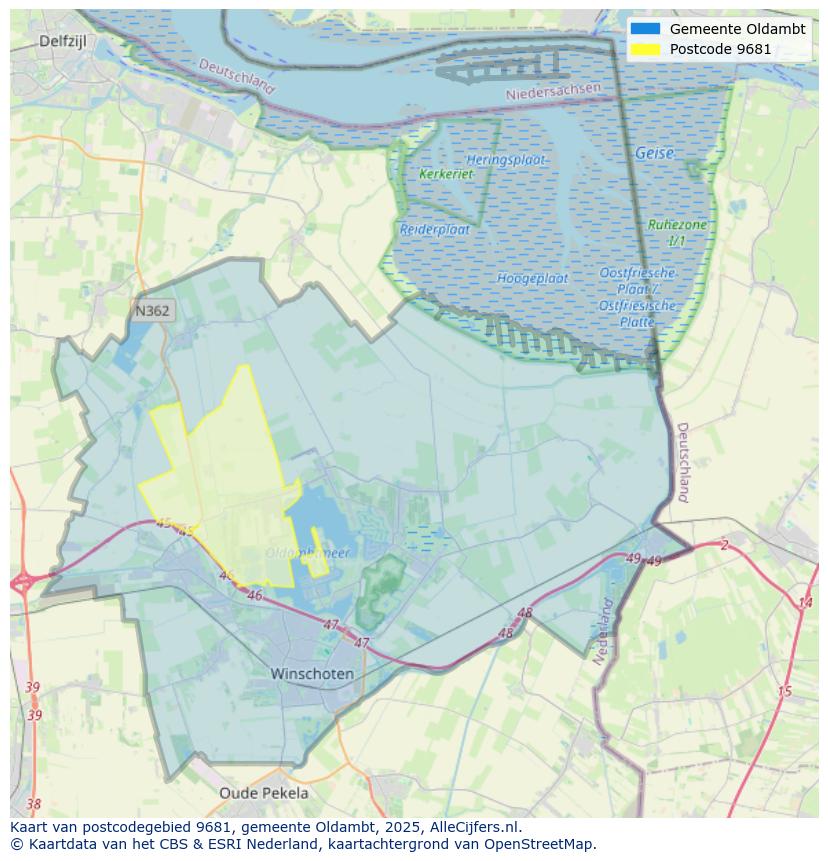 Afbeelding van het postcodegebied 9681 op de kaart.