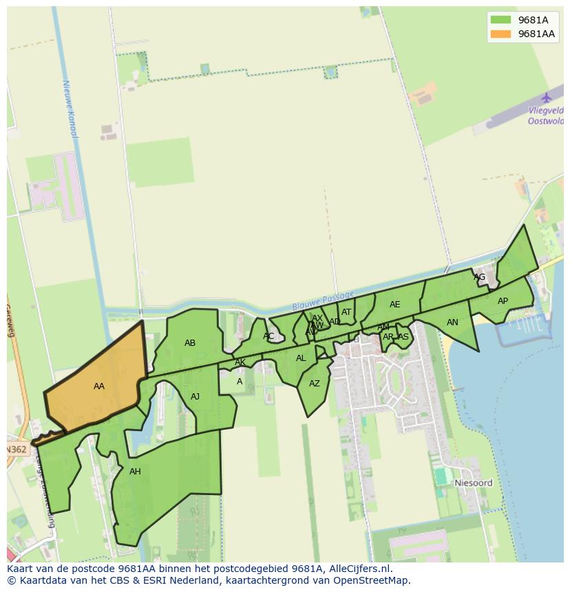 Afbeelding van het postcodegebied 9681 AA op de kaart.