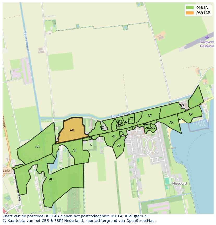 Afbeelding van het postcodegebied 9681 AB op de kaart.