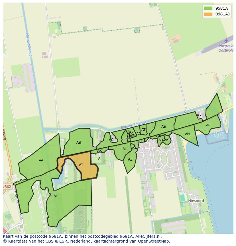 Afbeelding van het postcodegebied 9681 AJ op de kaart.