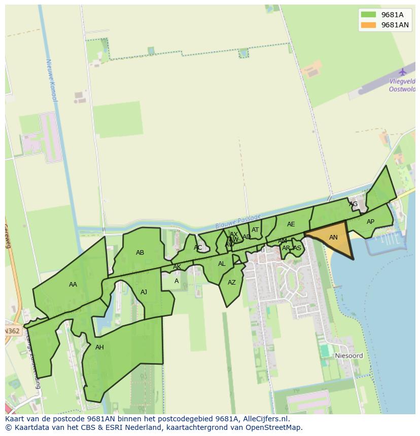 Afbeelding van het postcodegebied 9681 AN op de kaart.