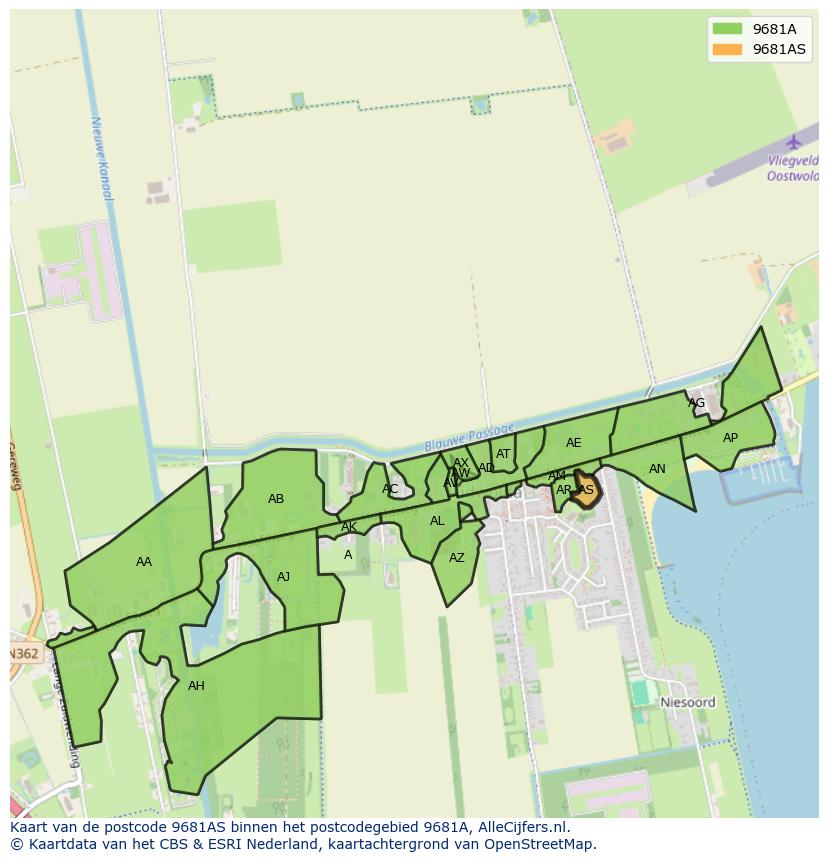 Afbeelding van het postcodegebied 9681 AS op de kaart.