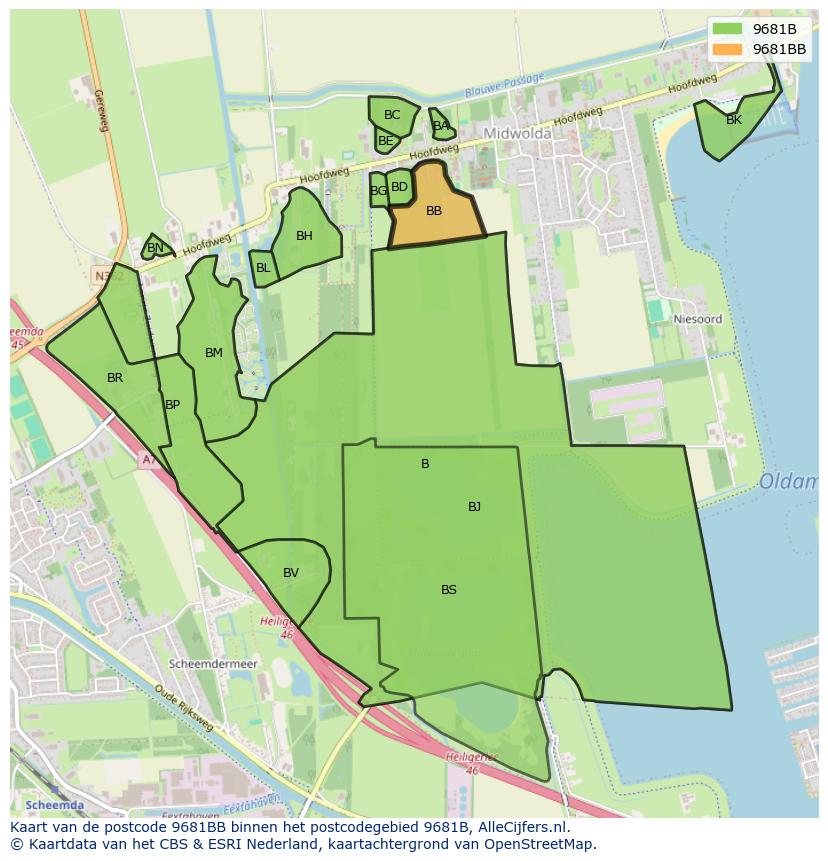 Afbeelding van het postcodegebied 9681 BB op de kaart.