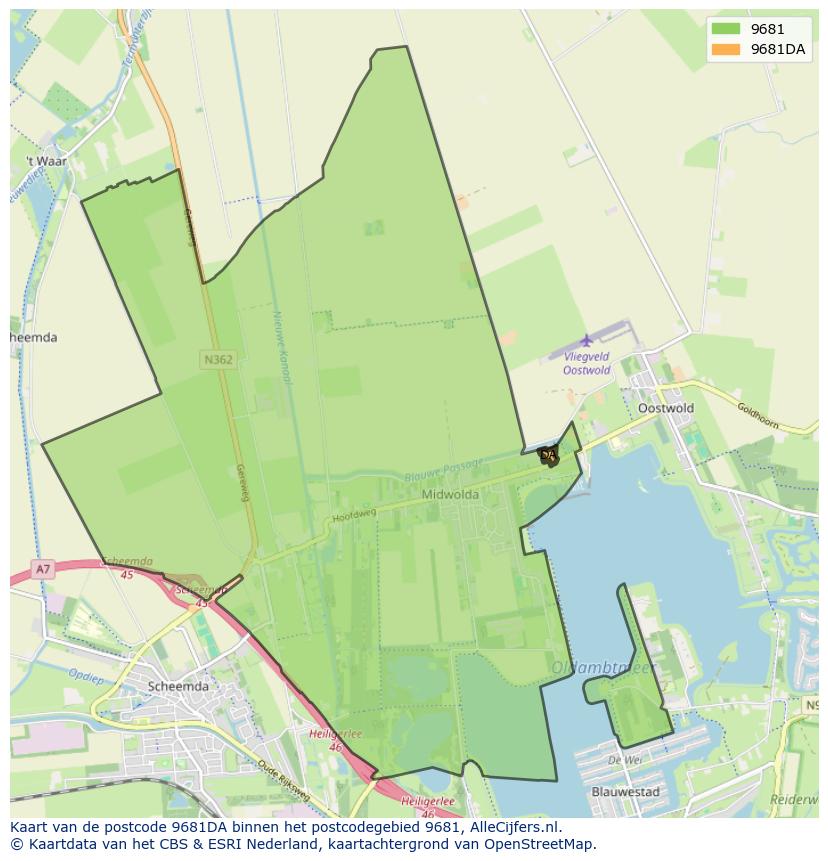 Afbeelding van het postcodegebied 9681 DA op de kaart.