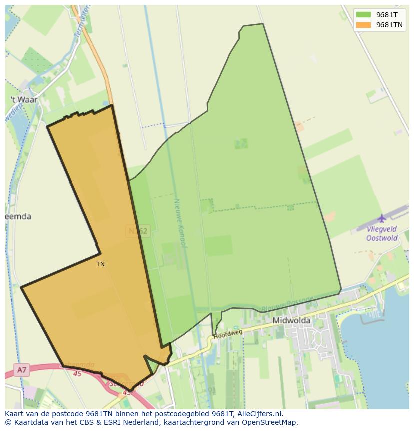 Afbeelding van het postcodegebied 9681 TN op de kaart.
