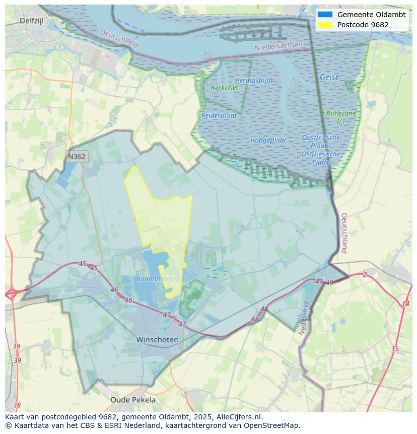 Afbeelding van het postcodegebied 9682 op de kaart.