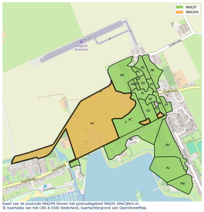 Afbeelding van het postcodegebied 9682 PA op de kaart.