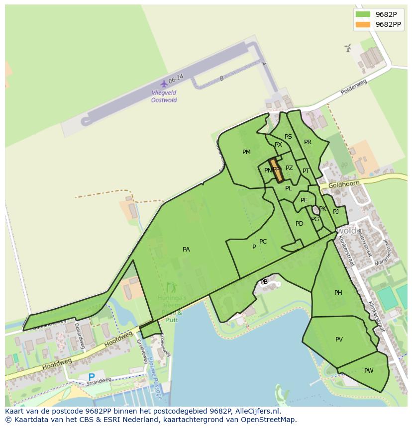 Afbeelding van het postcodegebied 9682 PP op de kaart.