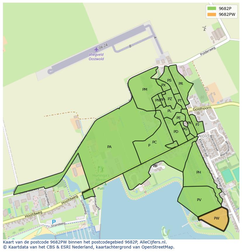 Afbeelding van het postcodegebied 9682 PW op de kaart.