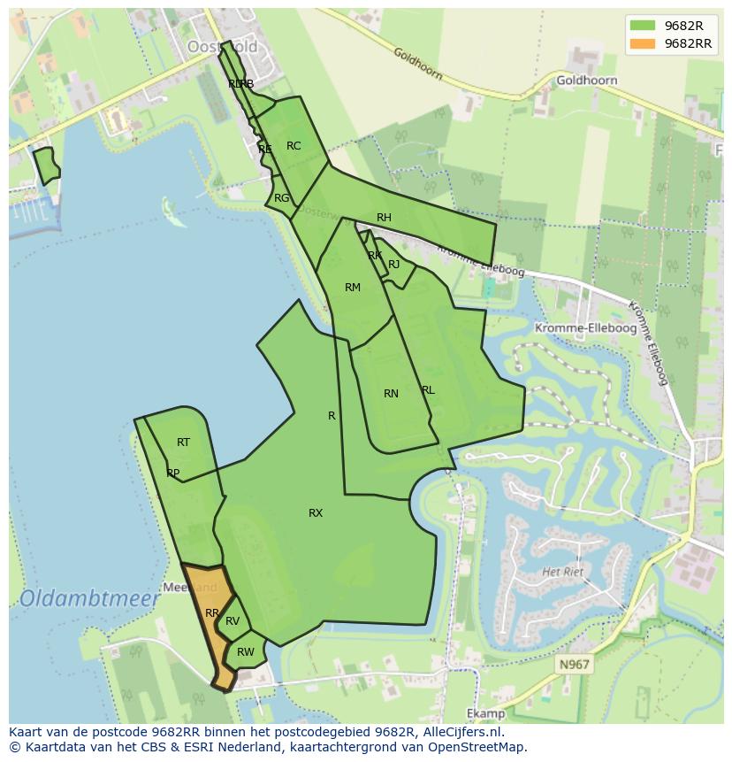 Afbeelding van het postcodegebied 9682 RR op de kaart.