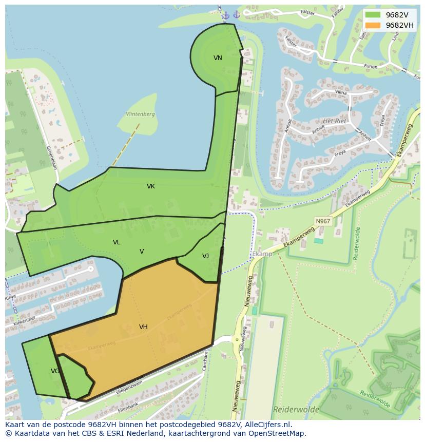 Afbeelding van het postcodegebied 9682 VH op de kaart.