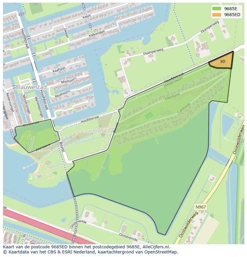 Afbeelding van het postcodegebied 9685 ED op de kaart.