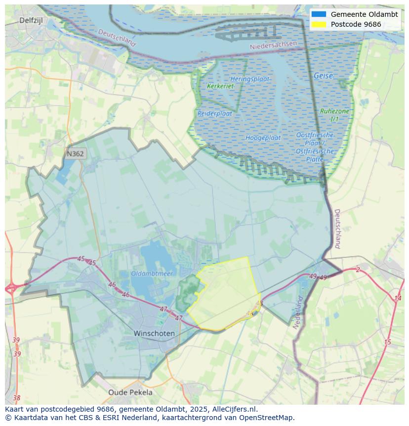 Afbeelding van het postcodegebied 9686 op de kaart.