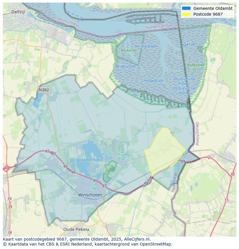 Afbeelding van het postcodegebied 9687 op de kaart.