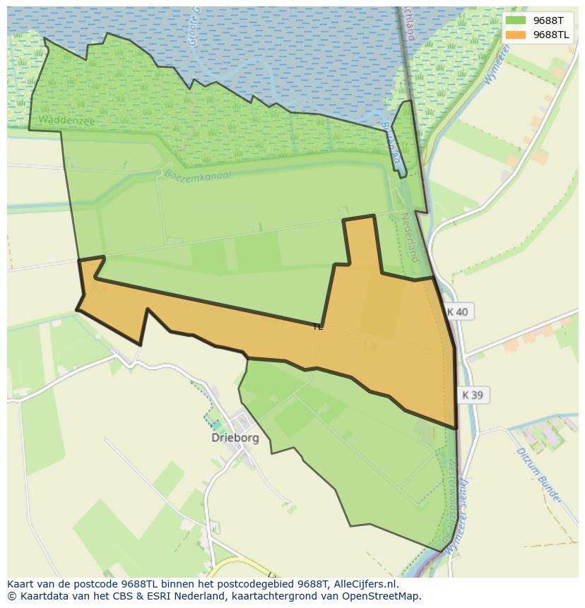 Afbeelding van het postcodegebied 9688 TL op de kaart.