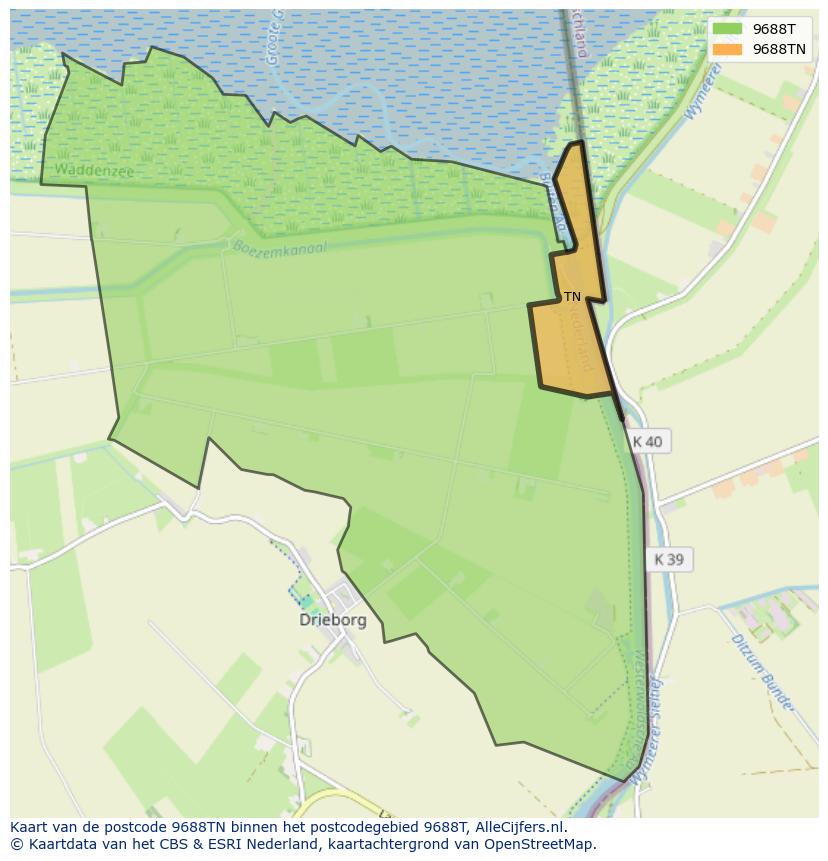Afbeelding van het postcodegebied 9688 TN op de kaart.