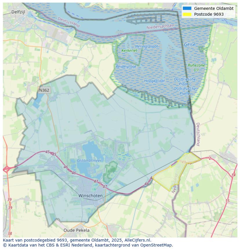 Afbeelding van het postcodegebied 9693 op de kaart.