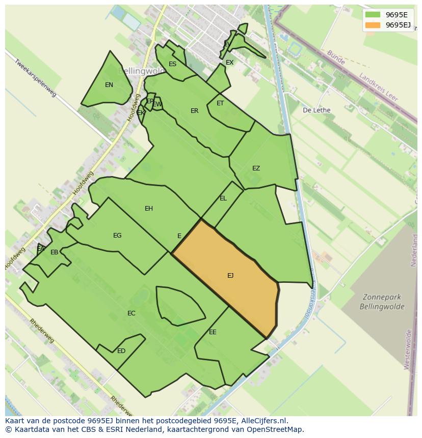 Afbeelding van het postcodegebied 9695 EJ op de kaart.