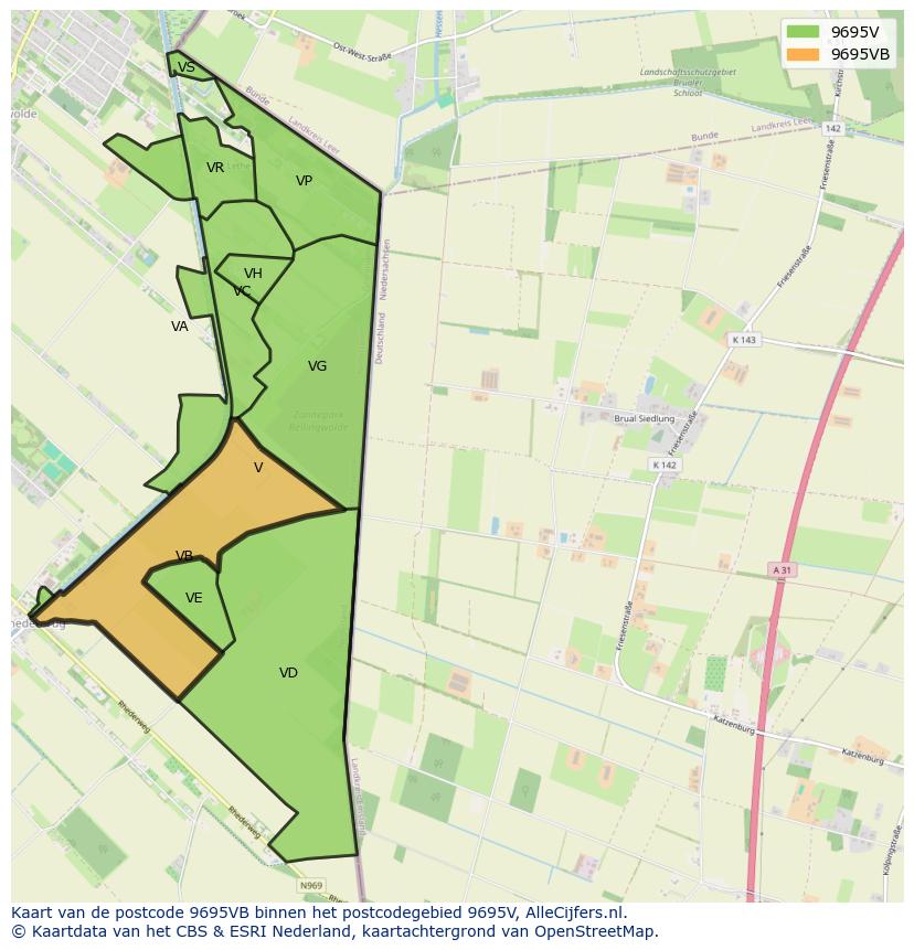 Afbeelding van het postcodegebied 9695 VB op de kaart.