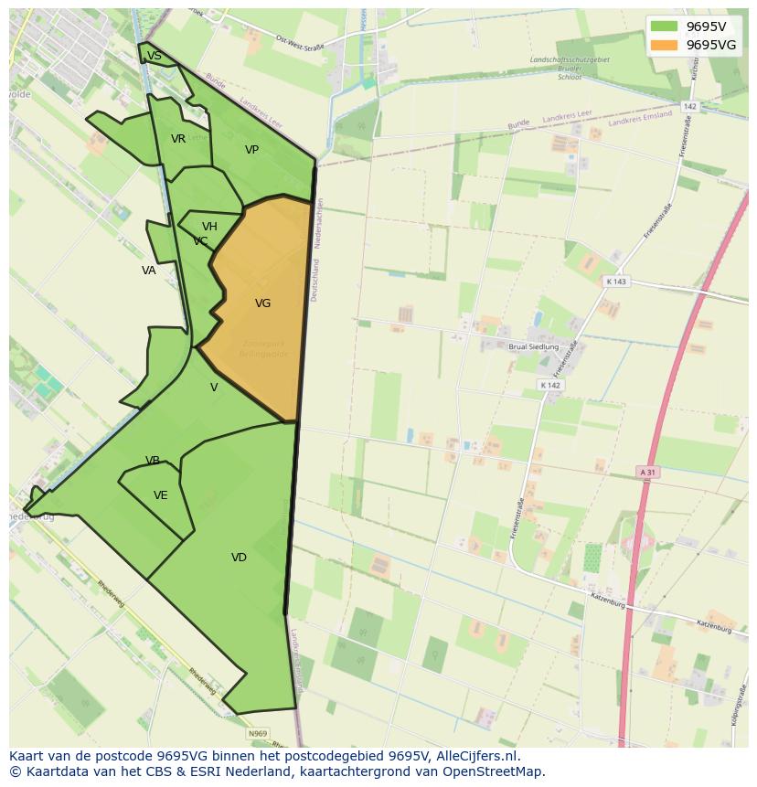 Afbeelding van het postcodegebied 9695 VG op de kaart.