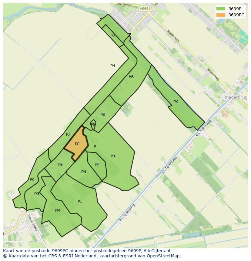 Afbeelding van het postcodegebied 9699 PC op de kaart.