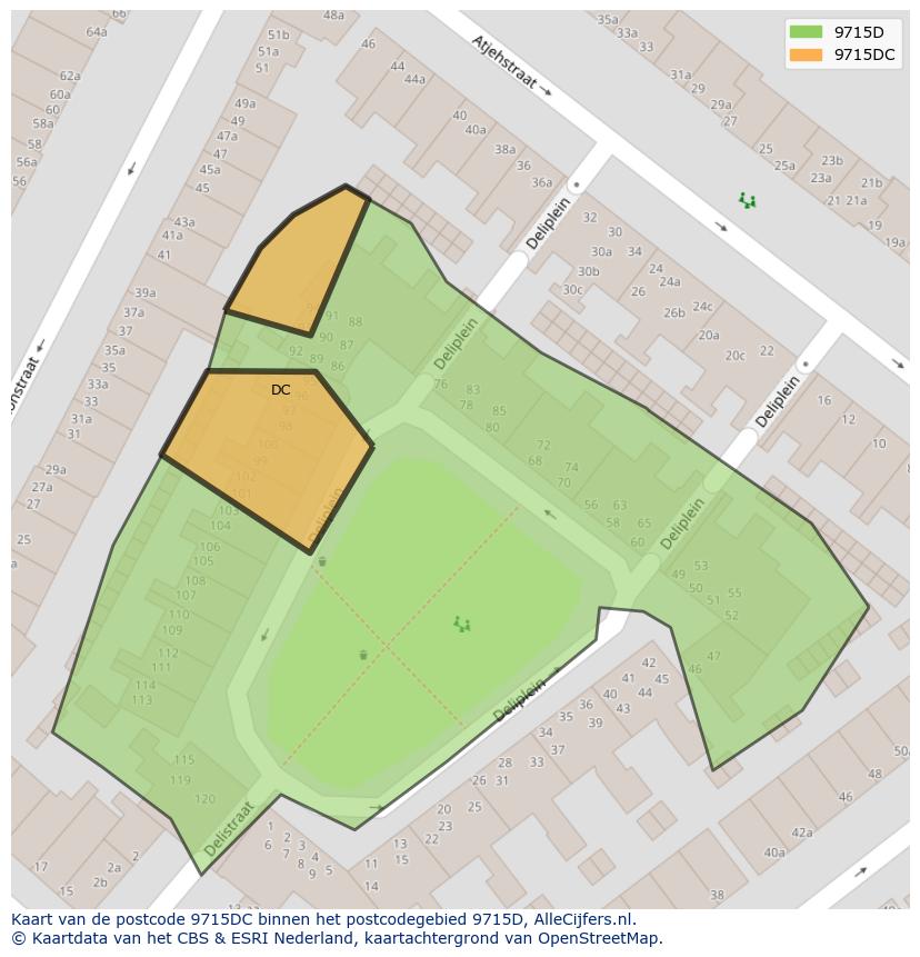 Afbeelding van het postcodegebied 9715 DC op de kaart.