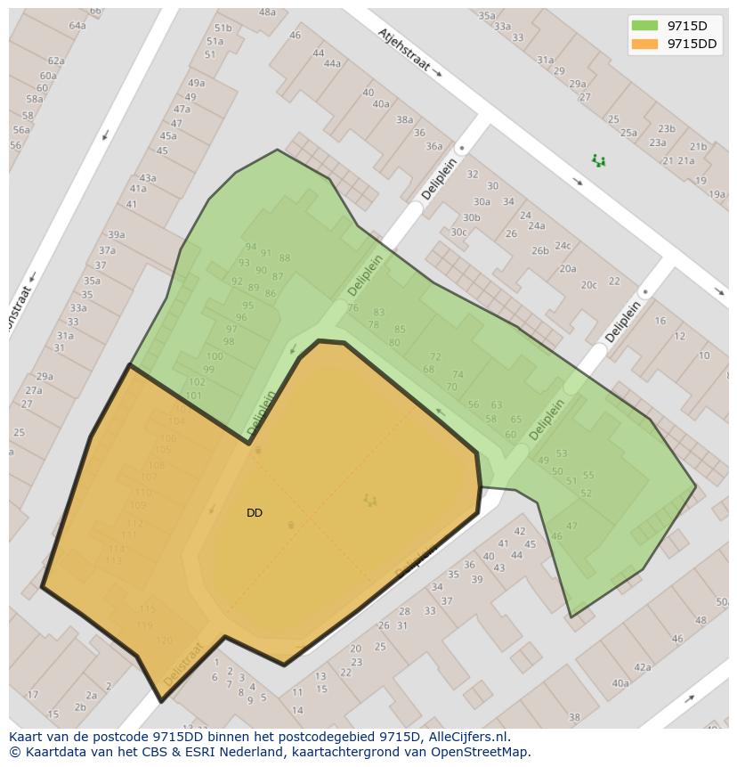 Afbeelding van het postcodegebied 9715 DD op de kaart.